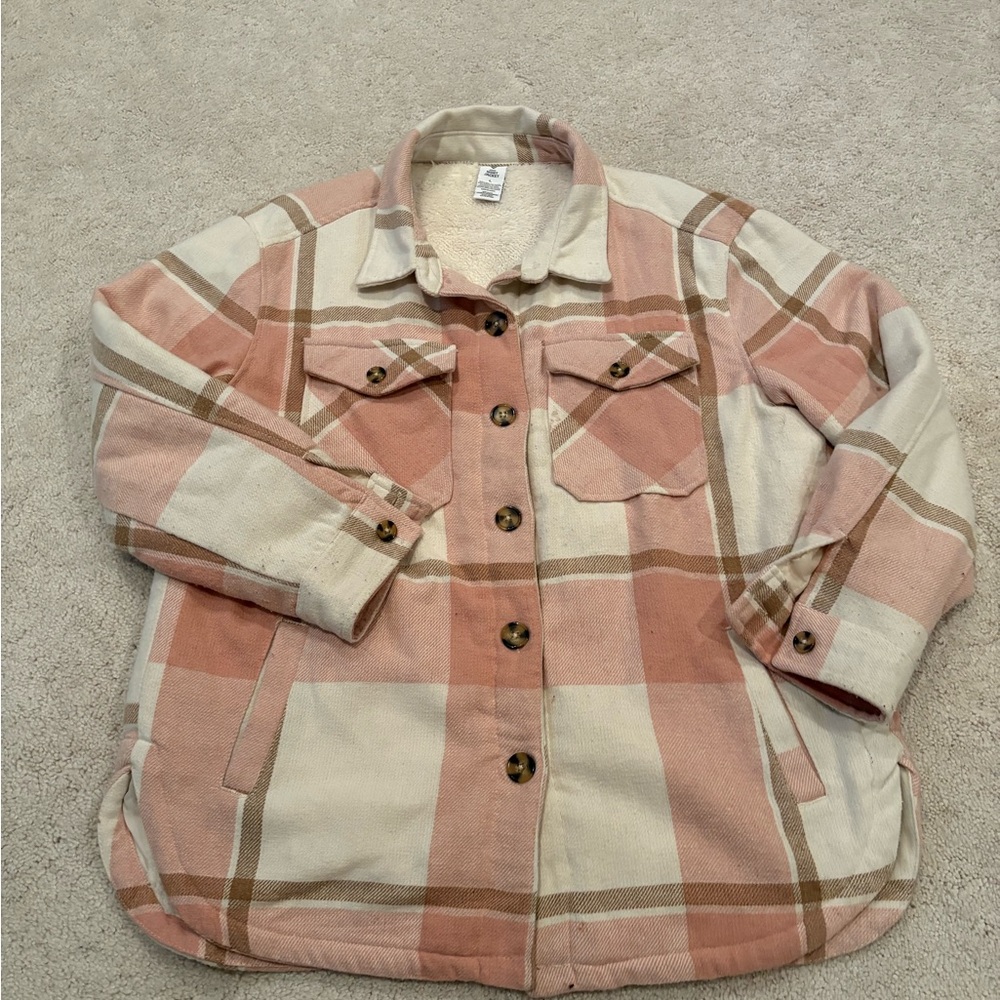 Plaid Pink and Cream Women's Shacket